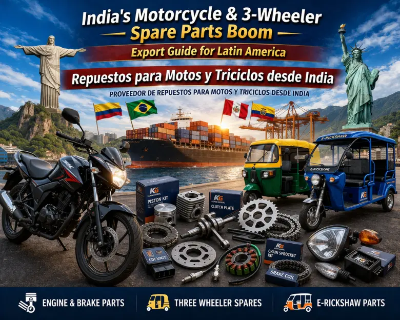 India's Motorcycle and 3-Wheeler Spare Parts Boom Export Guide for Latin America